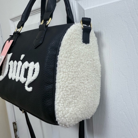 NWT Juicy Couture Black Flashback Satchel with White Logo - Picture 4 of 7